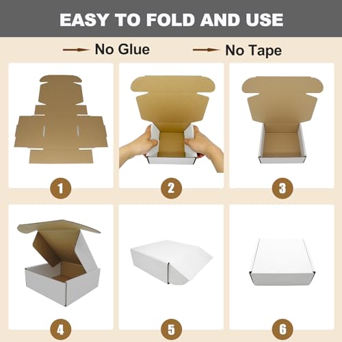 6x4x2 Shipping Box 50 Pack, Small Mailing Mailer White Cardboard Boxes Flat Corrugated Mailers for Business Packaging Bulk - size: 6x4x2", style: White-50 Pack