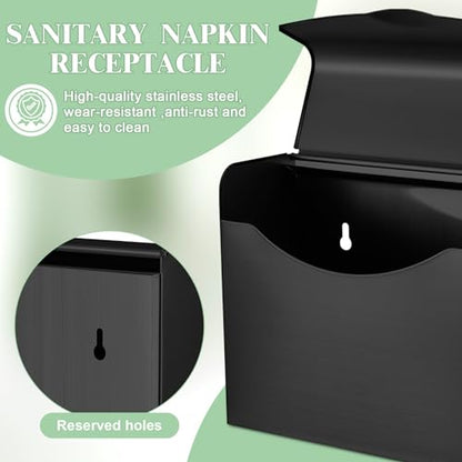 Tioncy 2 Pcs Sanitary Napkin Disposal Receptacle, Tampon Holder, Black - color: Black