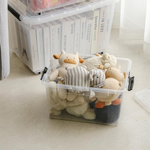 Cetomo 18Qt Plastic Storage Bin, Stackable Storage Box with Lid, Organizer, Container for Home, Office, Drom, PP, BPA-Free, Nestable, Clear, 18Quart-4 Pack - size: 18Qt*4