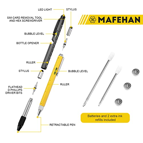 MAFEHAN 10-in-1 Multitool Pen Set, Gifts for Men Dad Husband Grandpa - color: Black&yellow