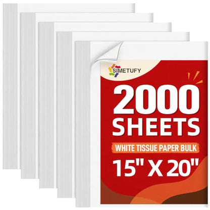 Simetufy 2000 Sheets White Tissue Paper Bulk, 15x20 Packing Supplies - color: white, size: 2000 sheets - 15 x 20 inch