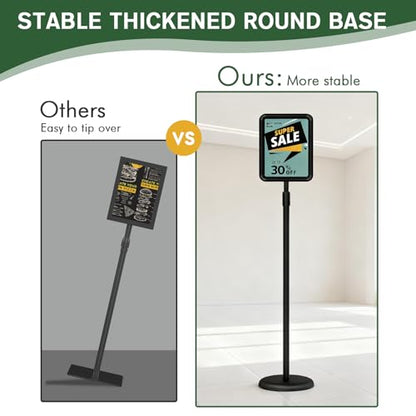 Sign Holder - 8.5x11 inch Sign Stand Holder Adjustable Display Stand Floor Standing Sign Holder, Signage Stand with Snap-Open Frame Display for Malls,Schools,Restaurants (Black)