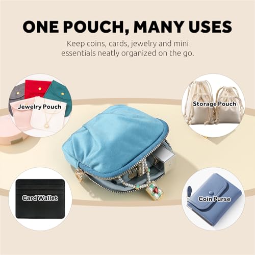 Velvet Travel Jewelry Pouch, 2-in-1 Case with Detachable Insert - color: Teal Blue