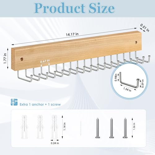 Tie Rack Belt Hanger Wall Mounted Tie Organizer Natural 1 Pack - color: Natural