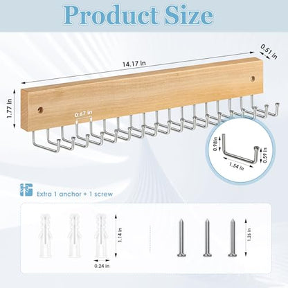 Tie Rack Belt Hanger Wall Mounted Tie Organizer Natural 1 Pack - color: Natural