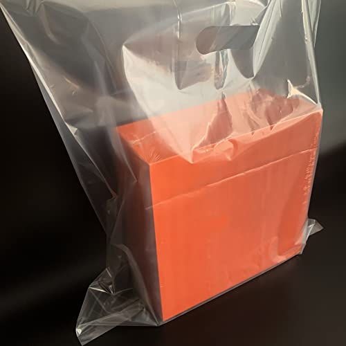 100 Pack 18"x18" Clear Merchandise Plastic Shopping Bags with Handles,2 Mil Thick Clear Plastic Shopping Bags -Die Cut Handles Large Retail Bags,Trade Show, Party& Multiple Occasions(No Gusset)
