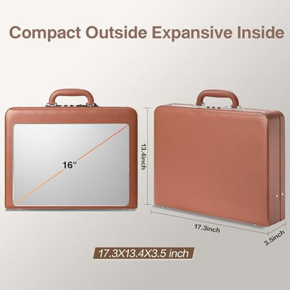 LOCKCURX Briefcases for Men, Anti-Theft Longwave Lock, 16 Inch Laptop - color: Brown, size: Longwave Lock