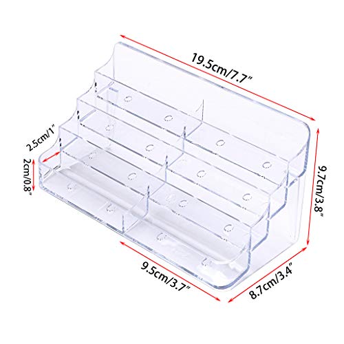 Hipiwe 2Pcs Acrylic Business Card Holder 8-Slot Desktop Card Display Stand - color: Transparent