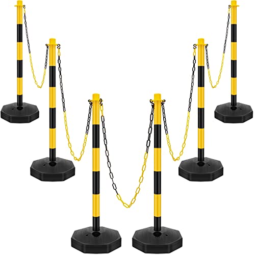 Konohan 6 Sets 34 Inch Delineator Post Parking Cone Barrier,Yellow,Black - color: Yellow,Black