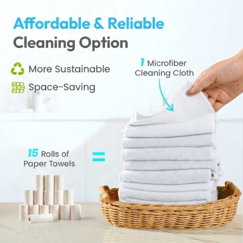 Microfiber Cleaning Cloth 12 Pack, 12 x 12 Inch White - color: White