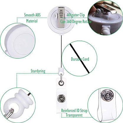 QREEL White Badge Reel, ID Badge Holder Retractable Clip, 2 Pack - color: White, size: 2 Pack
