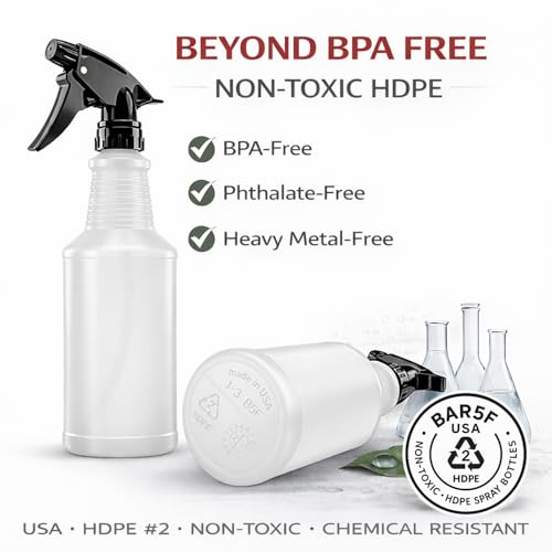 Bar5F 24 oz Empty Spray Bottles, Chemical-Resistant, Made in USA, 3-Pack