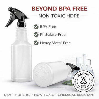 Bar5F 24 oz Empty Spray Bottles, Chemical-Resistant, Made in USA, 3-Pack