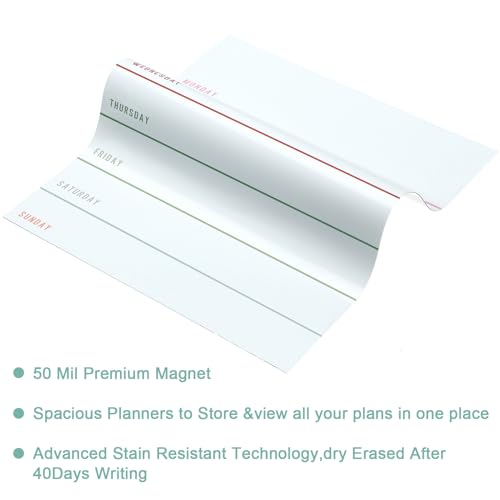 Outus 2 Pieces Magnetic Weekly Dry Erase Boards Erasable, Simple Style - style: Simple Style