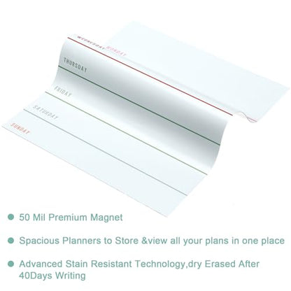 Outus 2 Pieces Magnetic Weekly Dry Erase Boards Erasable, Simple Style - style: Simple Style