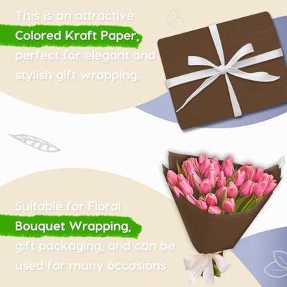 PerkHomy 24" x 1,440" (120') Coffee Kraft Paper Roll for Craft Bulletin Board Paper Art Table Covering Crafting Gift Wrapping Bouquet Packing Parcel 80GSM 55LB (Coffee, 24" x 120') - color: Coffee, size: 24" Width x 120' Length