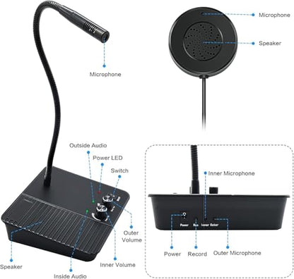 CallToU Window Intercom Speaker System Microphone for Business Counter Desk - color: Black 11