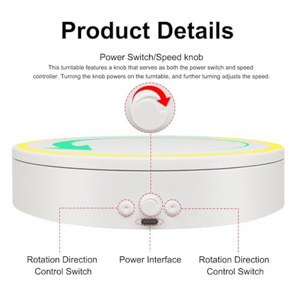 Rotating Display Stand Easy to Switch Direction, Adjustable Speed, Used for Product Display, Jewelry, Shoes Shooting and Display (7.87inch/White/(3PCS per pack)) - color: 7.87inch/White/(3PCS per pack)