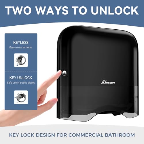 Commercial Paper Towel Dispenser Wall Mount Adhesive 250+ Multifold Trifold c-Fold Folded Hand Towel Dispenser for Bathroom 12" L x 3.8" W x 11.9" H - color: Black