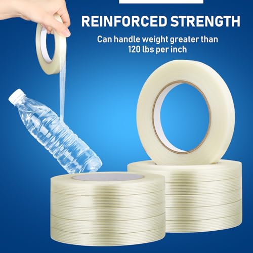 Treela 20 Rolls Filament Strapping Tape Bulk 1/2 Inch x 60 Yards - size: 1/2 Inch X 60 Yards