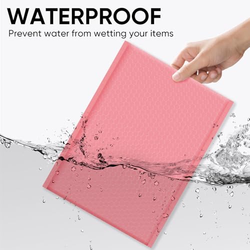 CHMI Pink Bubble Mailers 8.5 x 12 Inch 100 Pack, Usable Size 8.25X12 Inch Poly Mailers,Mailing Envelopes,Shipping Mailer，Opaque Self Seal Adhesive Waterproof Bags for Packaging and Shipping.