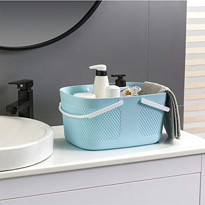 rejomiik Portable Plastic Shower Caddy Basket Organizer with Handles, Blue - color: Blue