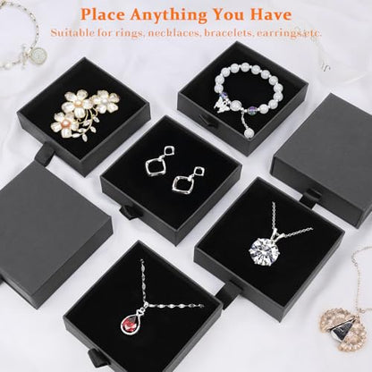 Jewelry Gift Boxes, 5 Pack 3.5x3.5x1.18 inch Small Jewelry Boxes, Small Gift Box for Necklaces Bracelet Earring Ring Gift packaging(Black) - color: Black1