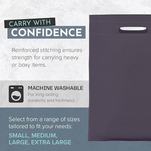 PERFECT TOTE 12-Pack Premium Quality Reusable Shopping Bags Foldable Length 10" X Height 14" | Non-Woven Fabric Garment Bags | Goodie Treat Bag with Die Cut Handle for Shopping Wedding Party