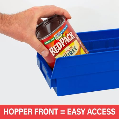 Akro-Mils 30138 Heavy Duty Plastic Shelf Bins, 18"x 6.5"x 4", Blue, 12-Pk - color: Blue