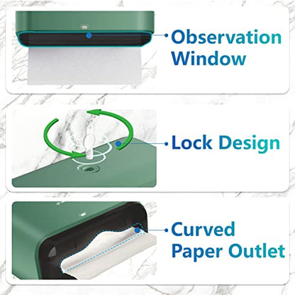 Paper Towel Holder Wall Mount: Commercial Paper Towel Dispenser for Multifold/Trifold/c Fold Hand Paper Towel, Adhesive Paper Towel Holder No-Hole Installation 200 Sheets - color: D-23 Green