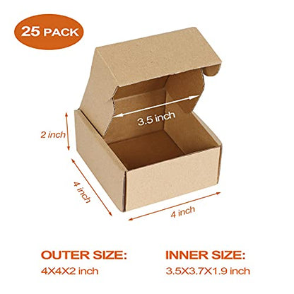PHAREGE 25 Pack 4x4x2 inch Small Shipping Boxes, Brown Mailing Boxes - color: Brown, size: 4x4x2 inch 25 Pack