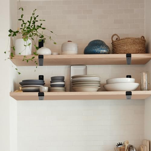 8 Pack - 11.25" L x 6" H x 1.5" W J Lip Shelf Brackets Rustic Farmhouse Iron Wall Floating Shelf Bracket Metal Shelf Bracket Industrial Shelf Supports with Screws Black - size: 11.25 inch, style: Black 8 Pack