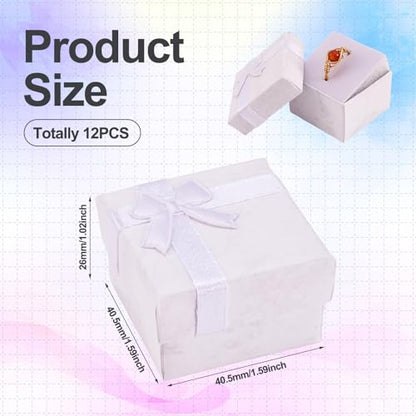 Craftdady 12pc Small Ring Earring Jewelry Boxes Square White Gift Pack Box - color: White