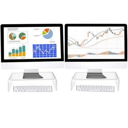 Jetec 2 Pcs Acrylic Monitor Stand Desktop Computer, Clear, 12 x 8 x 3 Inch - color: Clear, size: 12 x 8 x 3 Inch