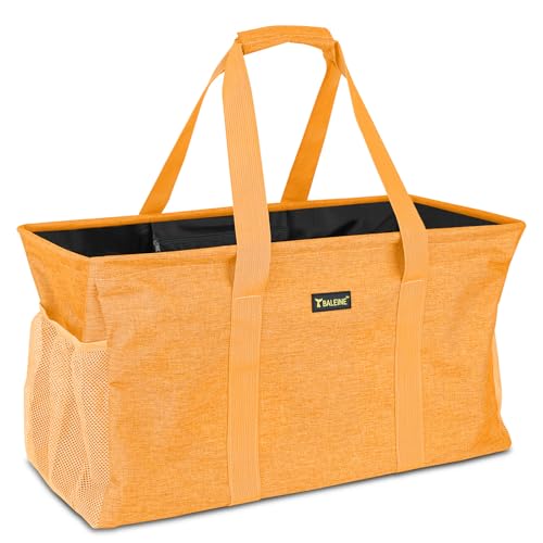 BALEINE Extra Large Utility Tote Bag with Reinforced Wire Frame, Reusable Grocery Bag for Shopping, Picnic (Yellow, 22''x12''x10'') - color: Yellow, size: 22''x12''x10''