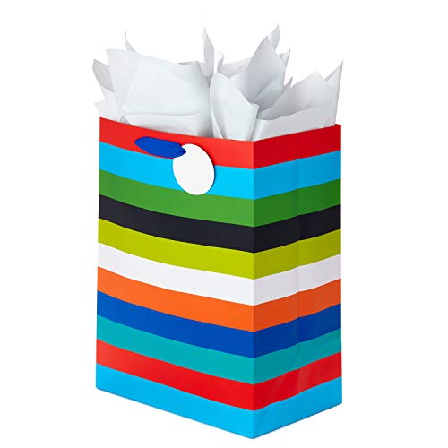 Hallmark 17" Extra Large Gift Bag with Tissue Paper (Rainbow Stripes)