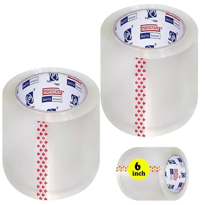 P PERFECTAPE Heavy Duty Packing Tape 2 Rolls, Clear, 6 inch x 55 Yards