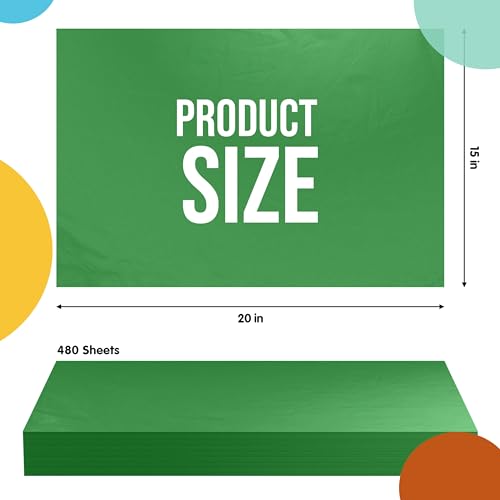 Party Solids Emerald Green Tissue Paper for Gift Bags 15" X 20" 480 Sheets - color: Emerald Green, size: 15" X 20"