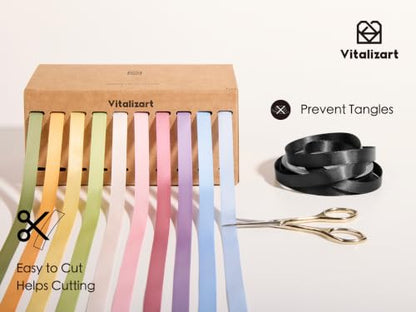 Vitalizart Pastel Ribbons for Crafts 3/8" x 100Yds Double-Faced Satin Thin - color: Pastel 10 colours