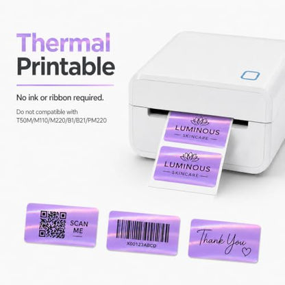 Holographic Purple Thermal Label 1 × 2 Inch Vinyl Sticker 200 PCS - color: Holographic Purple, size: 1 × 2 Inch