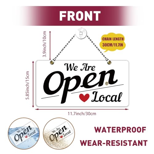 PLIGREAT Classic Open Closed Sign Double Sided Open Sign with Clock We Are Opened Closed Signs for Business Retail Store Window Wall Decor Hanging Door Signs with Chain, Black White - style: Black White