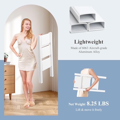 3 Step Ladder, Foldable Aluminum Step Stool with Anti-Slip Pedal - color: White, size: 3 Step