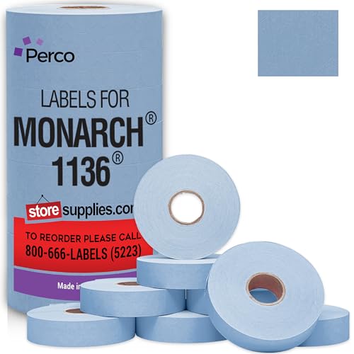 Pricing Labels for Monarch 1136 Blue - 14,000 Labels w/ 8 Rolls Value Pack, 1 Sleeve - Made in USA - color: Blue, size: 1 Sleeve