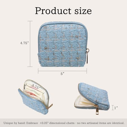 Stratalife Small Travel Jewelry Case, Qulited Storgae Pouch - color: Quilted Light Blue