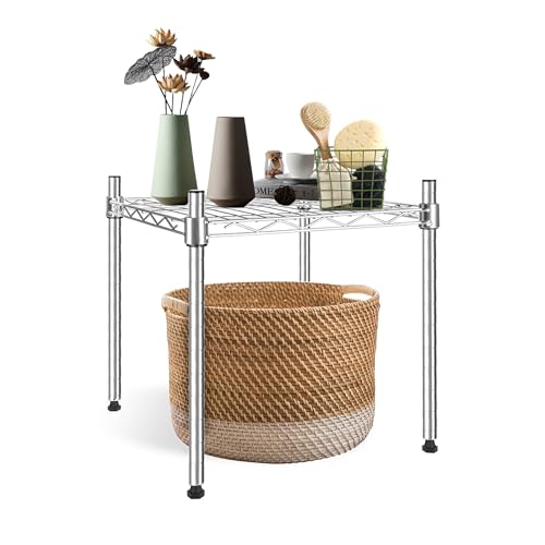 Simple Deluxe 1-Tier Shelving Unit, 15" W x 13.8" D x 15" H Wire Metal Stackable Storage, Chrome, 2 Pack - size: 1-Tier, 15"W x 13.8"D x 15"H, style: 2 Pack
