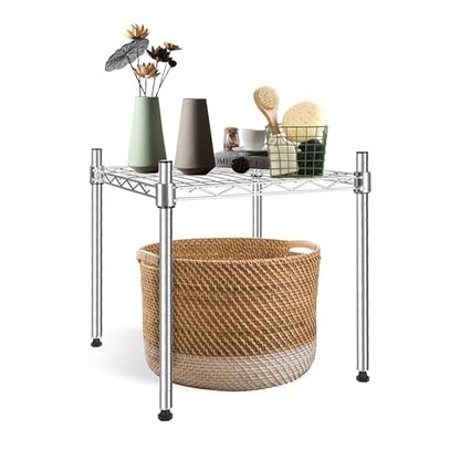 Simple Deluxe 1-Tier Shelving Unit, 15" W x 13.8" D x 15" H Wire Metal Stackable Storage, Chrome, 2 Pack - size: 1-Tier, 15"W x 13.8"D x 15"H, style: 2 Pack