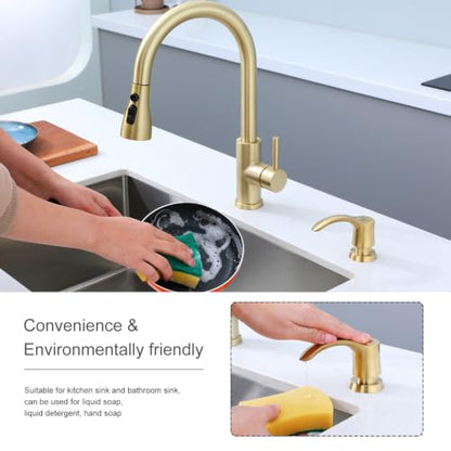 GAGALIFE Kitchen Sink Soap Dispenser - Brushed Gold, G080BG-G - color: Gold, size: with Hose