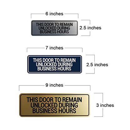 Signs ByLITA Standard This Door To Remain Unlocked During Business Hours Sign (Black) - Small (5 Pack) - color: Black, size: 2 x 6" - Small (5 Pack)