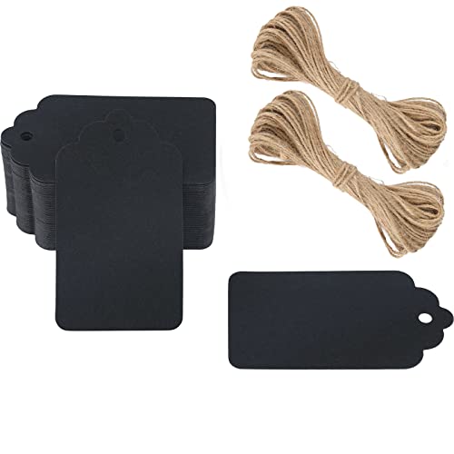 G2PLUS 100PCS Black Price Tags, Blank Paper with String, 2.8×1.6 in - color: Black