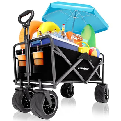 EchoSmile Wagons Carts Foldable Heavy Duty 350Lbs Capacity, Black - color: Black